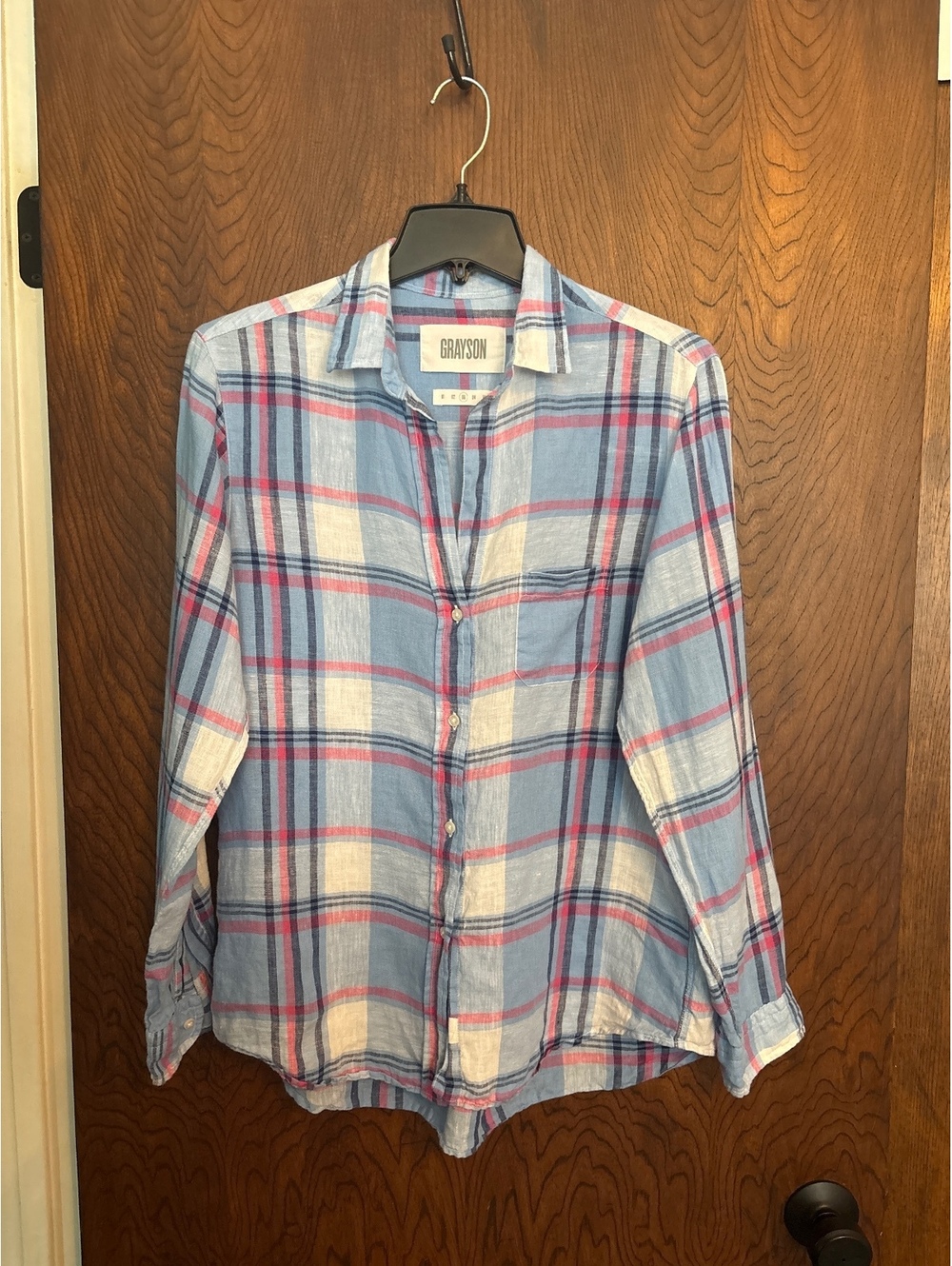 Grayson The Hero 100% Linen Plaid Button-Up Shirt Size 03